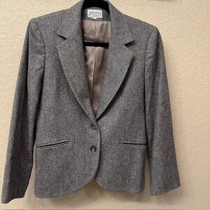 Vintage The Villager Wool Blend Gray Blazer Size 12